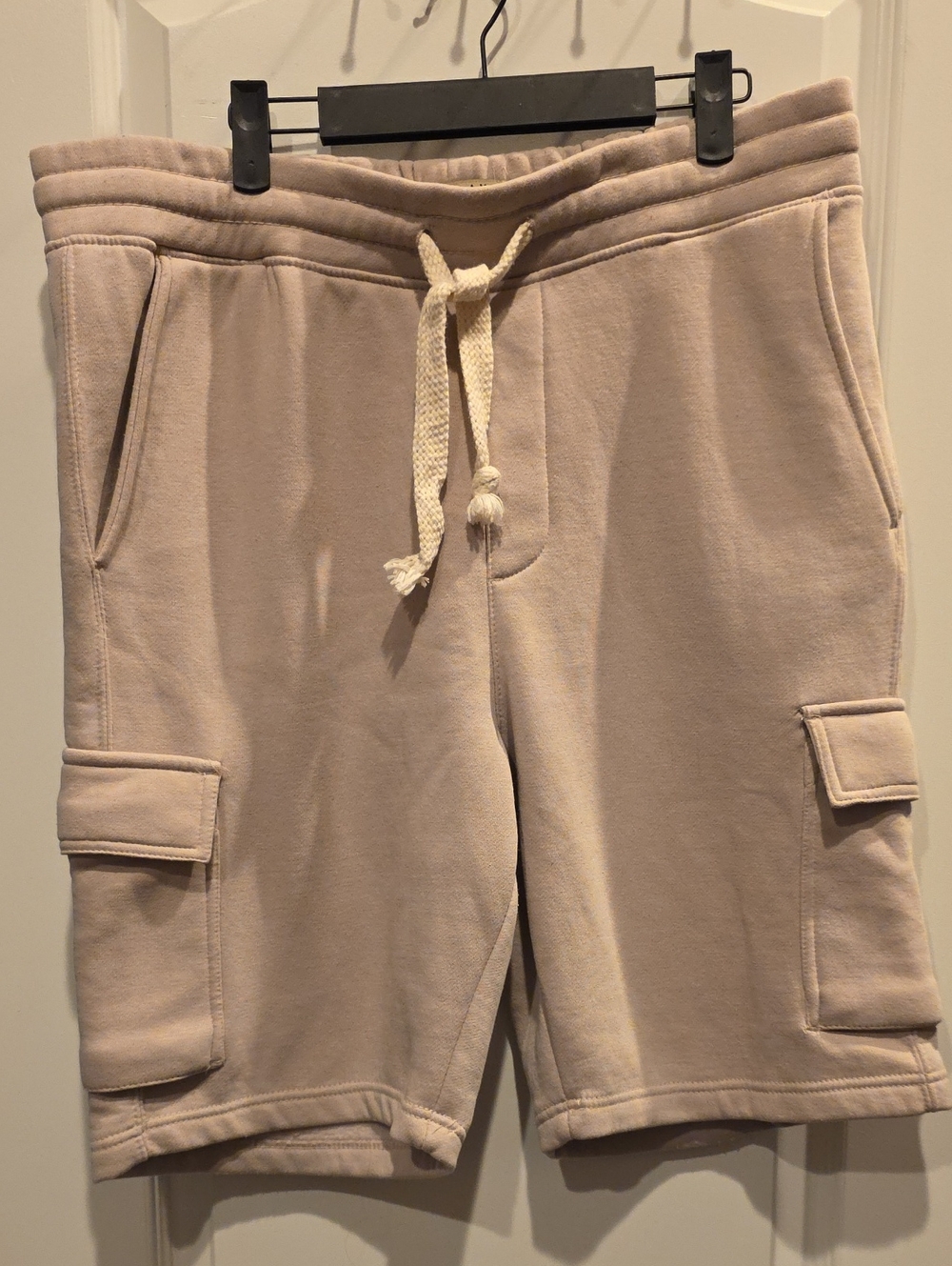 Free Planet Men's Cargo Drawstring Shorts in Light Taupe